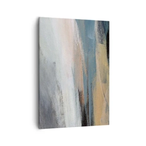 Impression sur toile - Image sur toile - Paysage abstrait dans des tons sobres de bleu et de beige - 50x70cm - Abstraction : paysage nordique - Décoration murale moderne pour le salon et la chambre ARTTOR