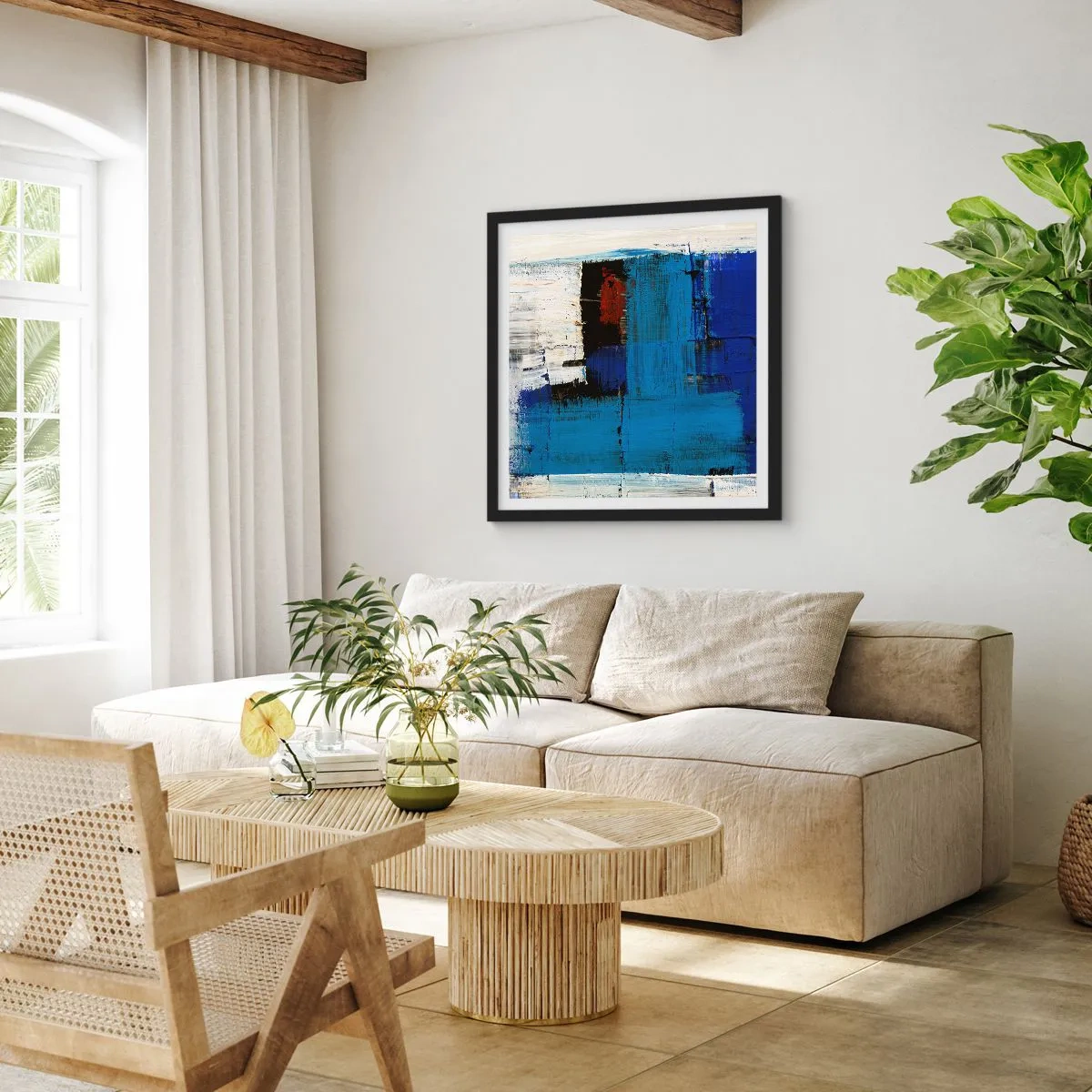 Affiche dans un cadre noir - Poster - Secret de bleu - 50x50 cm