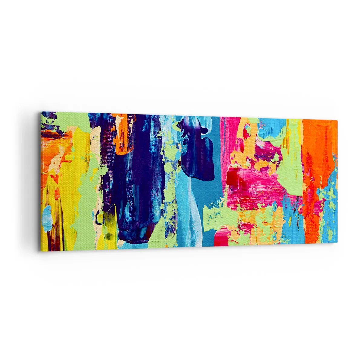 Impression sur toile - Image sur toile - Composition abstraite de couleurs sous une forme dynamique - 120x50cm - La vie est belle! - Décoration murale moderne pour le salon et la chambre ARTTOR