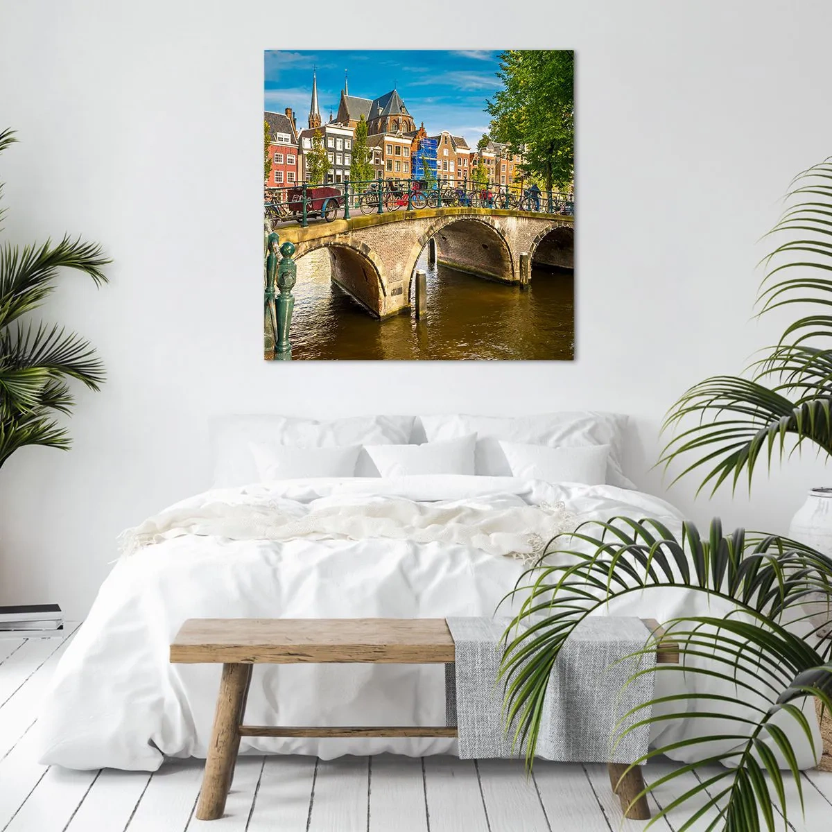 Impression sur toile - Image sur toile - Le printemps sur le canal - 50x50 cm