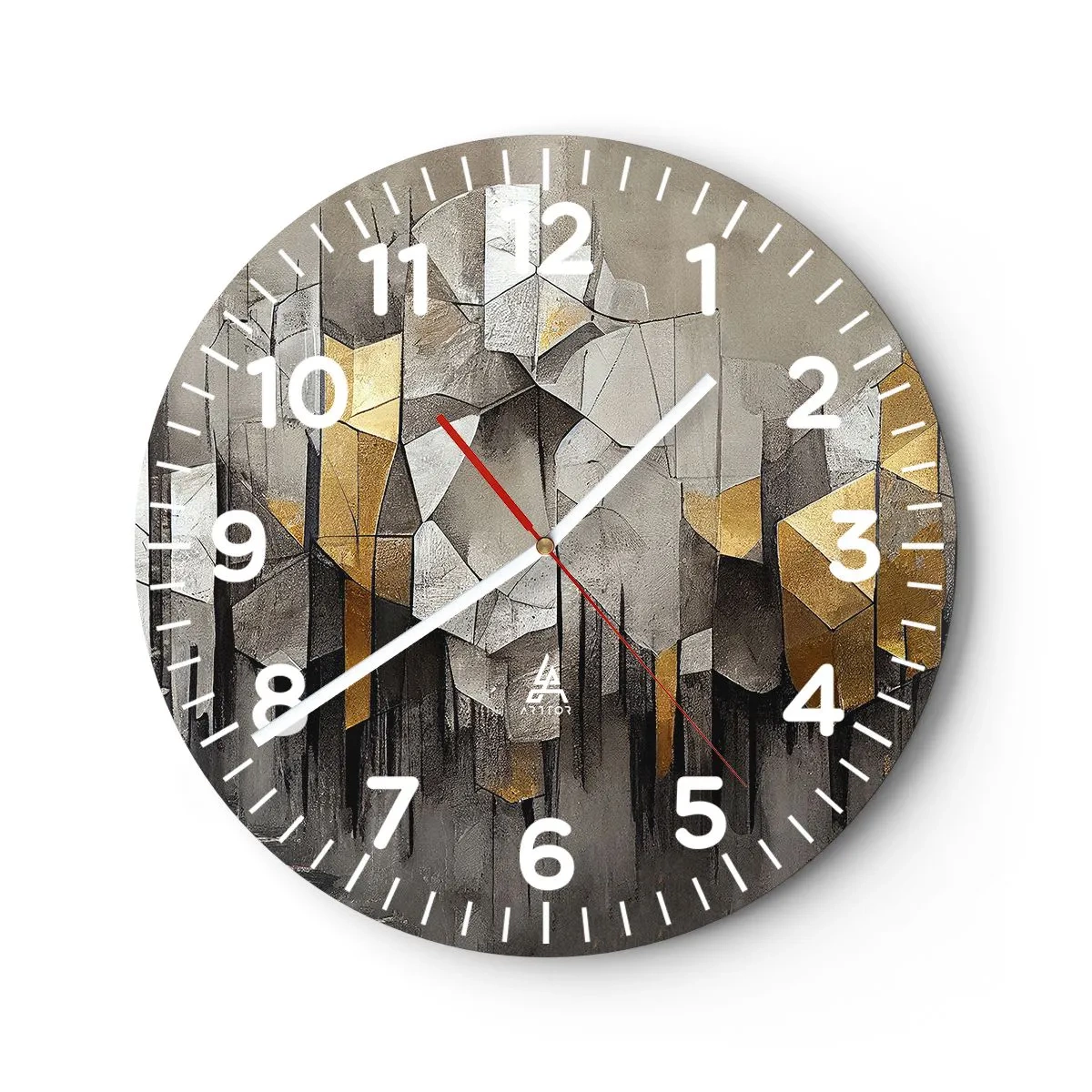 Horloge murale - Pendule murale - Composition de glace et de lumière - 40x40 cm