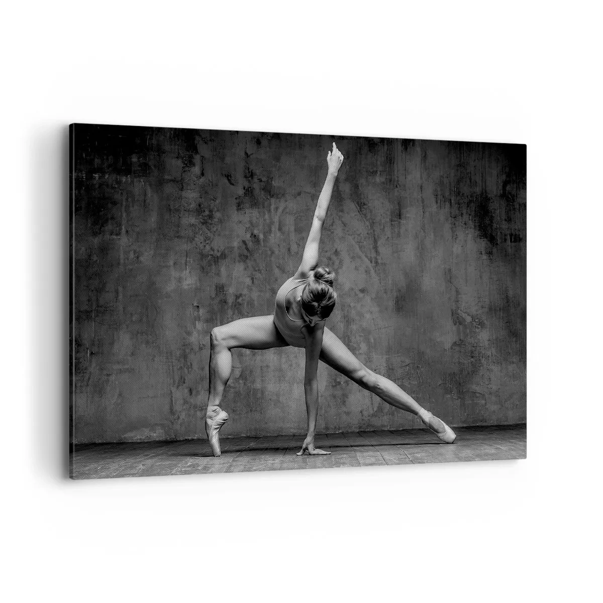 Impression sur toile - Image sur toile - Une danseuse dans une pose artistique contre un mur brut - 120x80cm - Balance idéale - Décoration murale moderne pour le salon et la chambre ARTTOR