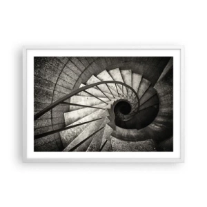 Affiche dans un cadre blanc - Poster - En haut des escaliers, en bas des escaliers - 70x50 cm