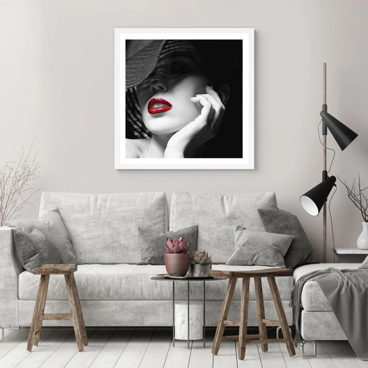 Affiche dans un cadre blanc - Poster - Étude écarlate - 30x30 cm
