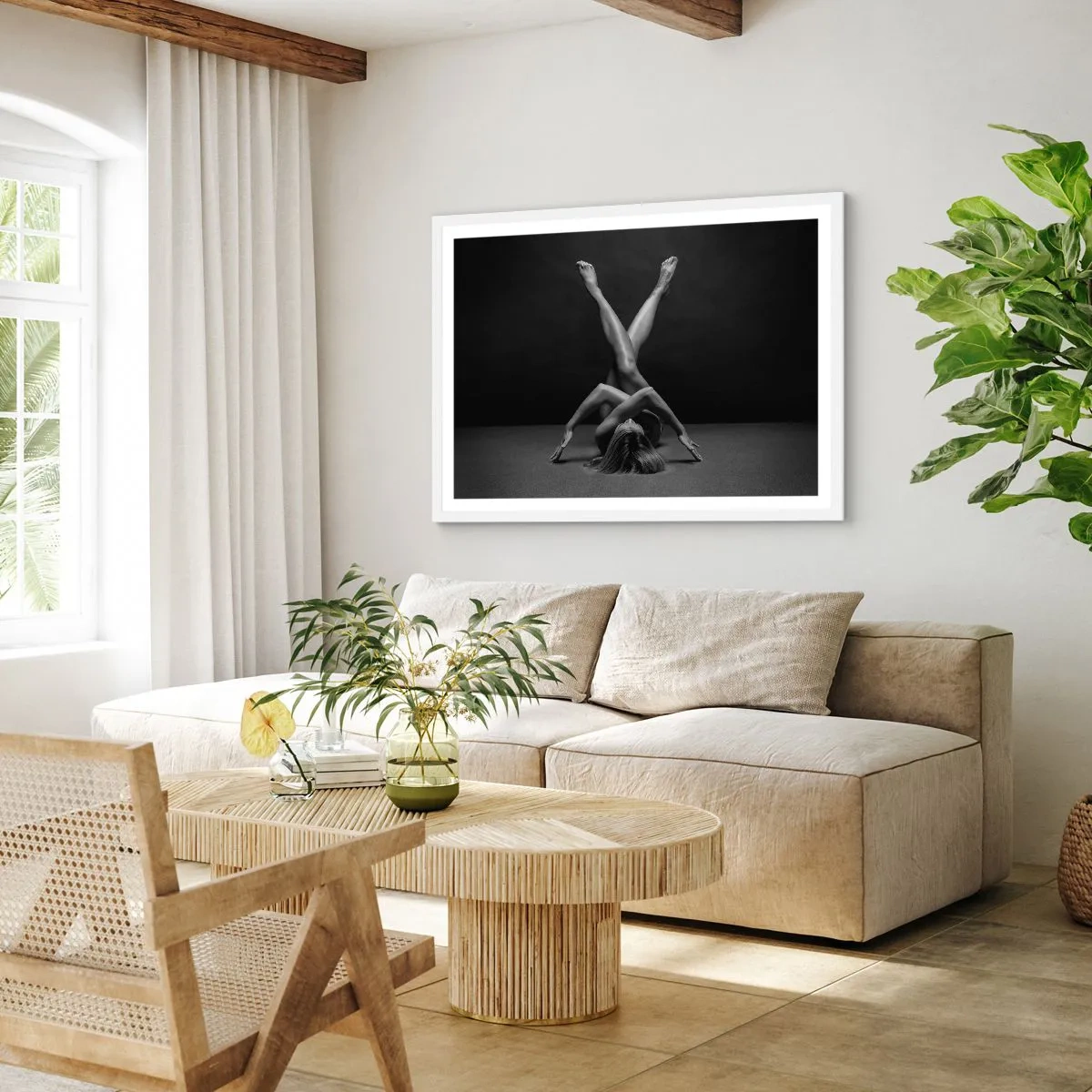 Affiche dans un cadre blanc - Poster - Géométrie de la nudité - 91x61 cm