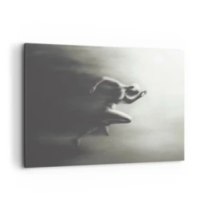 Impression sur toile - Image sur toile - Une silhouette noire et blanche d'une silhouette en train de courir dans un style dynamique et surréaliste. - 100x70cm - Inarrêtable - Décoration murale moderne pour le salon et la chambre ARTTOR