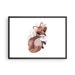 Affiche dans un cadre noir - Poster - Un joli renard aquarelle sur fond clair - 70x50cm - Seulement à aimer - Décoration murale moderne pour le salon et la chambre ARTTOR