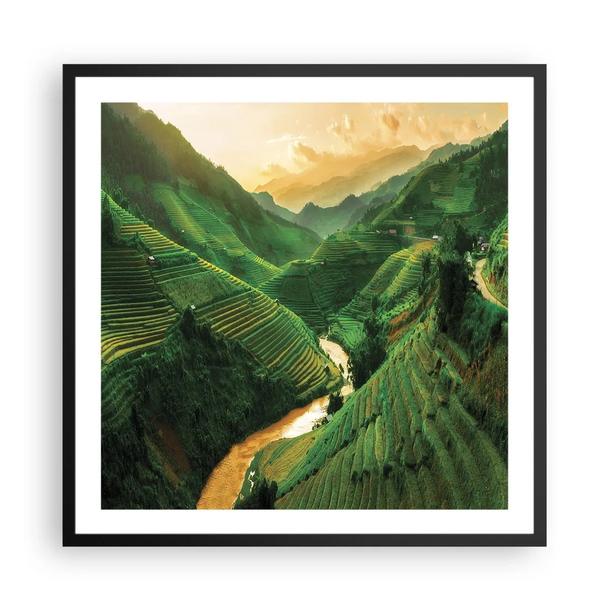 Affiche dans un cadre noir - Poster - Vallée vietnamienne - 60x60 cm