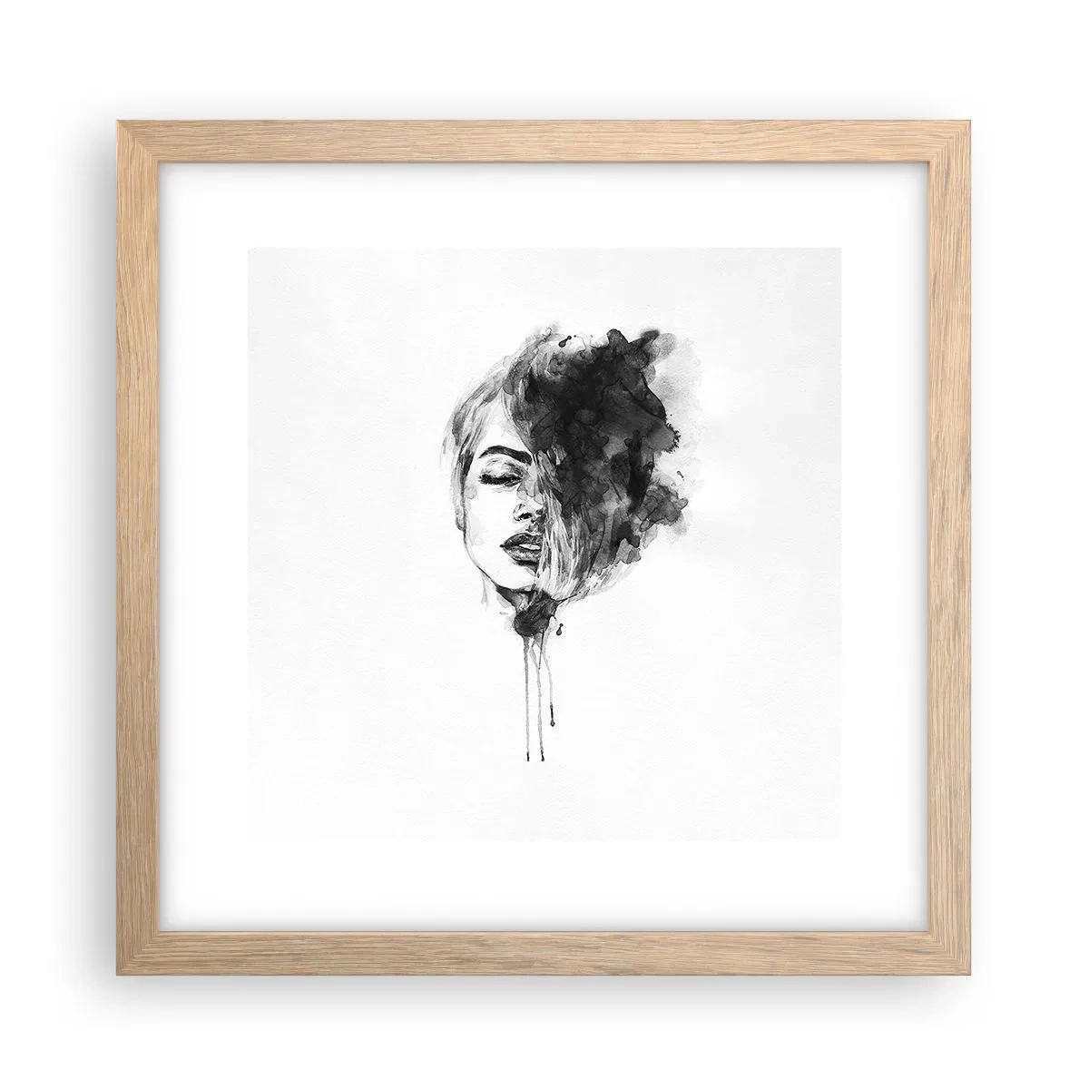 Affiche dans un chêne clair - Poster - De quoi rêve la fille - 30x30 cm