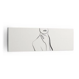 Impression sur toile - Image sur toile - Un croquis minimaliste de la silhouette d'une femme sur un fond clair. - 160x50cm - Vague de mélancolie - Décoration murale moderne pour le salon et la chambre ARTTOR