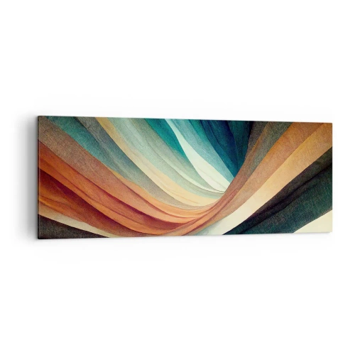 Impression sur toile - Image sur toile - Vagues abstraites dans des tons chauds et froids - 140x50cm - Tissé à partir de couleurs - Décoration murale moderne pour le salon et la chambre ARTTOR