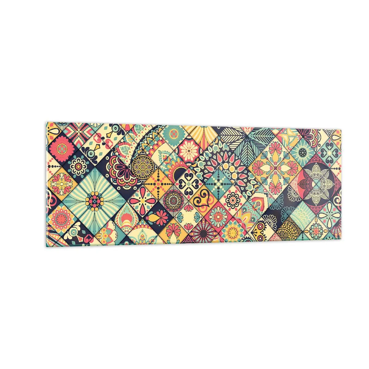 Impression sur verre - Image sur verre - Motifs géométriques colorés inspirés du style marocain - 140x50cm - Ambiance marocaine - Décoration murale moderne pour le salon et la chambre ARTTOR