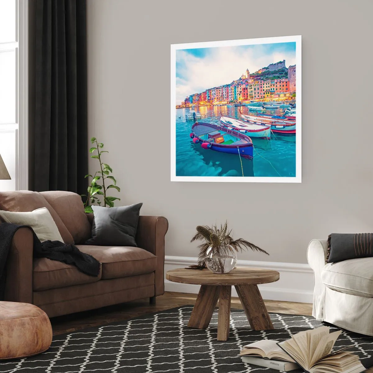 Affiche - Poster - Soirée colorée au port - 30x30 cm