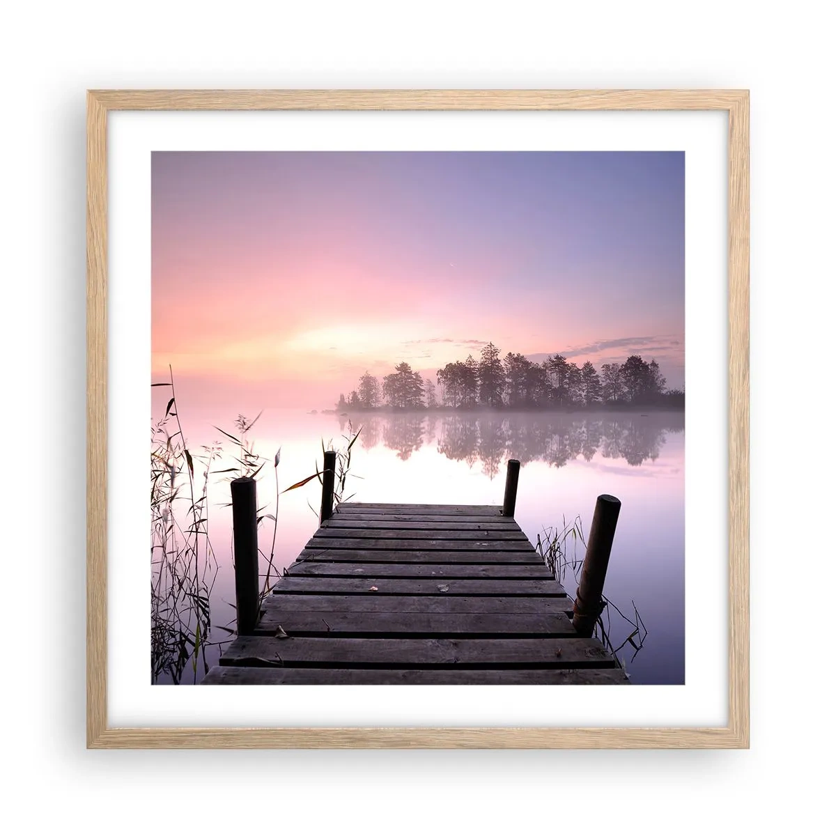 Affiche dans un chêne clair - Poster - De la brume lilas… - 50x50 cm