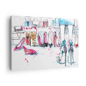 Impression sur toile - Image sur toile - Graphismes artistiques mettant en vedette des talons hauts et des accessoires - 70x50cm - Sésame, ouvre-toi - Décoration murale moderne pour le salon et la chambre ARTTOR