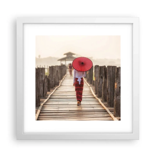 Affiche dans un cadre blanc - Poster - Sur le vieux pont - 30x30 cm