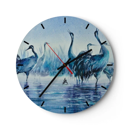 Horloge murale - Pendule murale - Aquarelle représentant des échassiers - 30x30cm - Réunion matinale - Décoration murale moderne pour le salon, la cuisine et la chambre ARTTOR