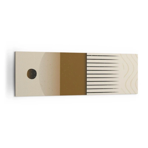 Impression sur toile - Image sur toile - Composition géométrique abstraite dans les tons beige et marron - 160x50cm - Différents états - Décoration murale moderne pour le salon et la chambre ARTTOR