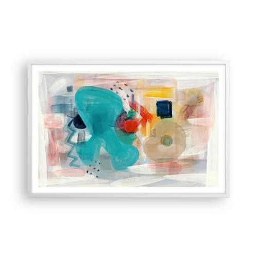 Affiche dans un cadre blanc - Poster - Jeu de couleurs - 91x61 cm