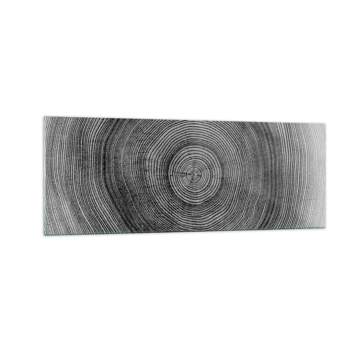 Impression sur verre - Image sur verre - Motif de cernes d'arbre noir et blanc montrant une coupe transversale du tronc - 140x50cm - Signe du temps - Décoration murale moderne pour le salon et la chambre ARTTOR
