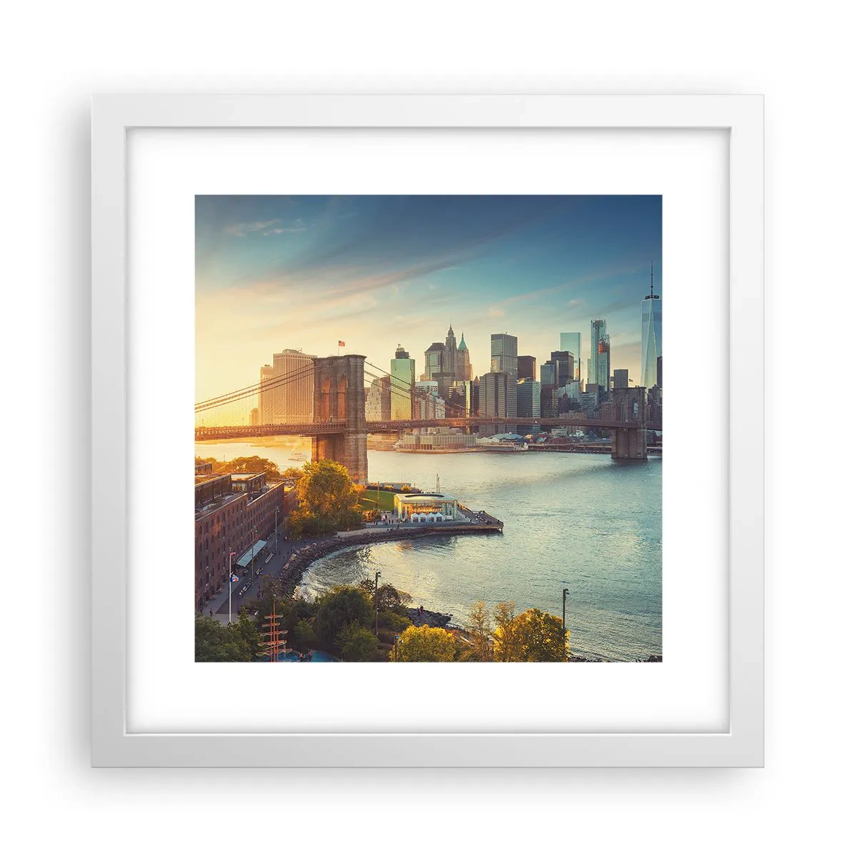 Affiche dans un cadre blanc - Poster - L'aube de la grande ville - 30x30 cm