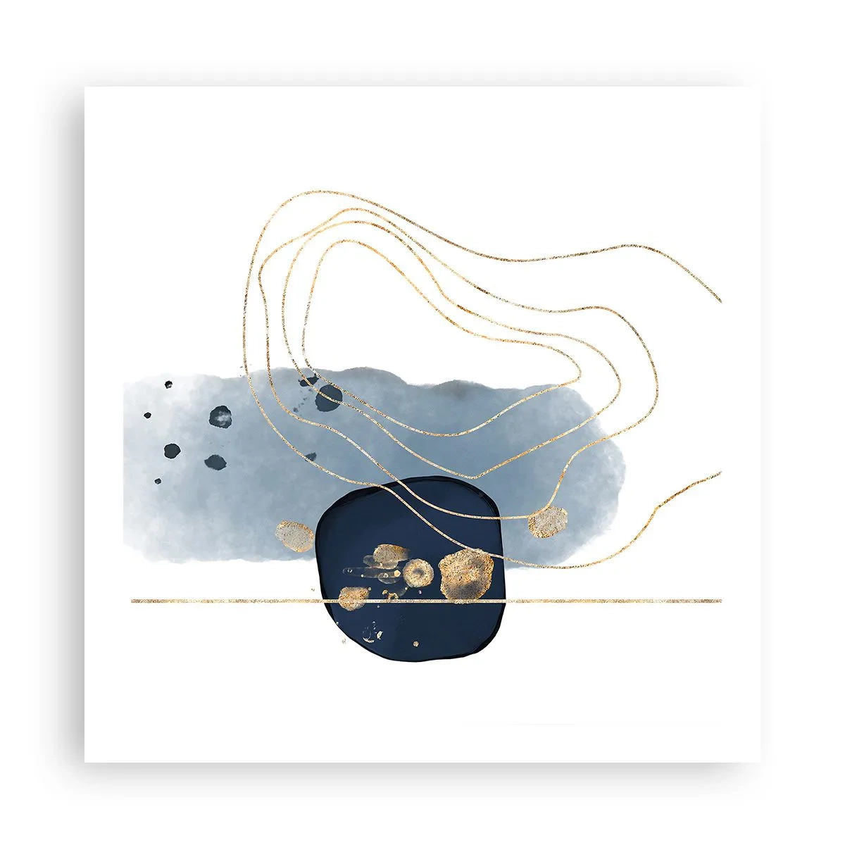 Affiche - Poster - Fantaisie bleu et or - 60x60 cm