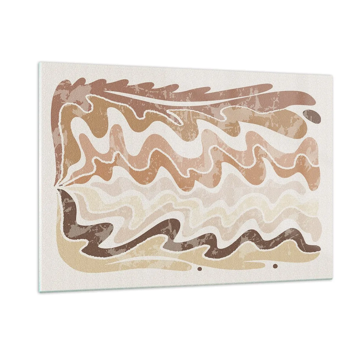Impression sur verre - Image sur verre - Vagues beiges et brunes dans une composition abstraite - 120x80cm - Bonne énergie – bonnes émotions - Décoration murale moderne pour le salon et la chambre ARTTOR