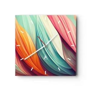 Horloge murale - Pendule murale - Tissage arc-en-ciel - 40x40 cm