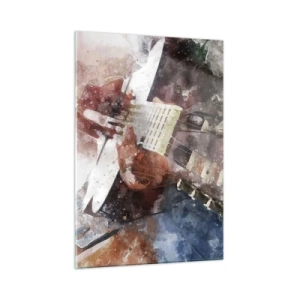 Impression sur verre - Image sur verre - Une aquarelle d'un guitariste artistique - 50x70cm - Et qu'en pensez-vous ? - Décoration murale moderne pour le salon et la chambre ARTTOR