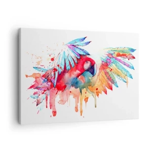 Impression sur toile - Image sur toile - Un perroquet dans un style aquarelle artistique - 70x50cm - Perroquets colorés - Décoration murale moderne pour le salon et la chambre ARTTOR