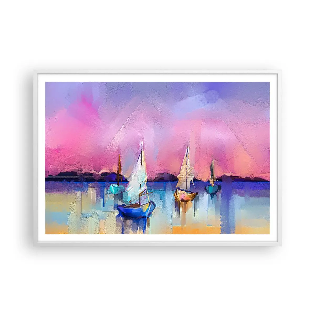 Affiche dans un cadre blanc - Poster - Direction: les eaux larges - 100x70 cm