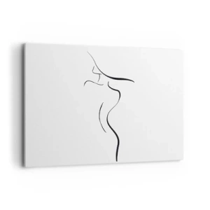 Impression sur toile - Image sur toile - Contour minimaliste d'une silhouette féminine sur fond blanc - 100x70cm - Insaisissable comme une vague - Décoration murale moderne pour le salon et la chambre ARTTOR