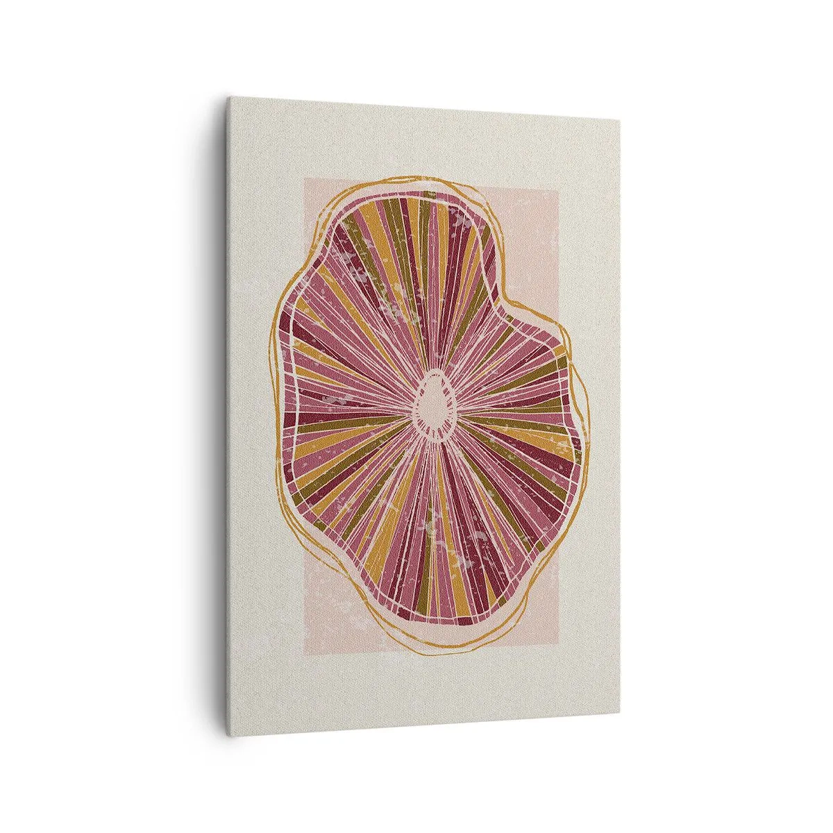 Impression sur toile - Image sur toile - Motif abstrait de tranches d'arbre dans des tons roses - 70x100cm - Abstraction rayonnante - Décoration murale moderne pour le salon et la chambre ARTTOR