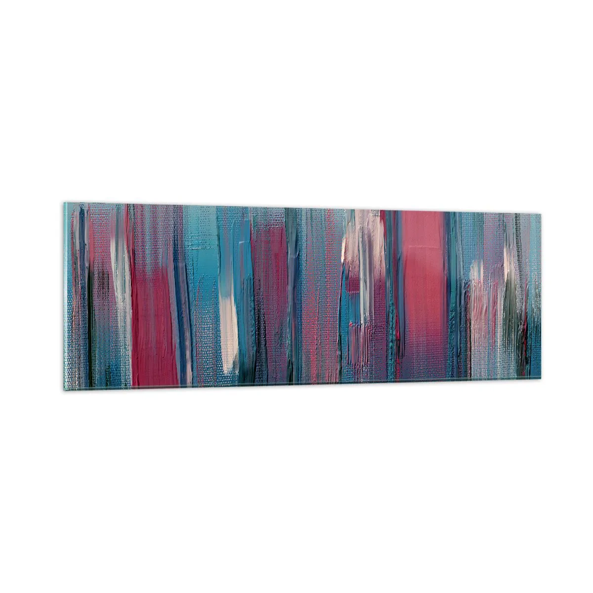 Impression sur verre - Image sur verre - Composition verticale en bleu et rouge - 90x30 cm