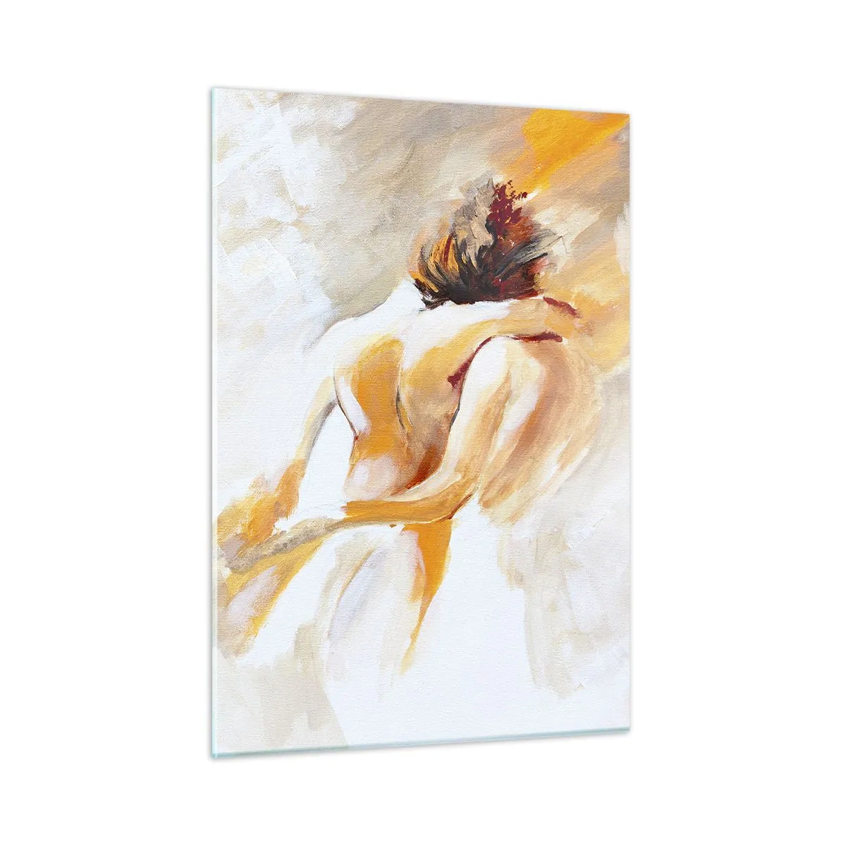 Impression sur verre - Image sur verre - Un nude délicat aux couleurs pastel chaudes - 50x70cm - Proximité dans le ciel - Décoration murale moderne pour le salon et la chambre ARTTOR