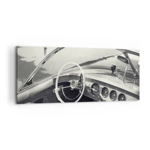 Impression sur toile - Image sur toile - Intérieur de voiture classique de style monochrome - 120x50cm - Temps pour riche - Décoration murale moderne pour le salon et la chambre ARTTOR