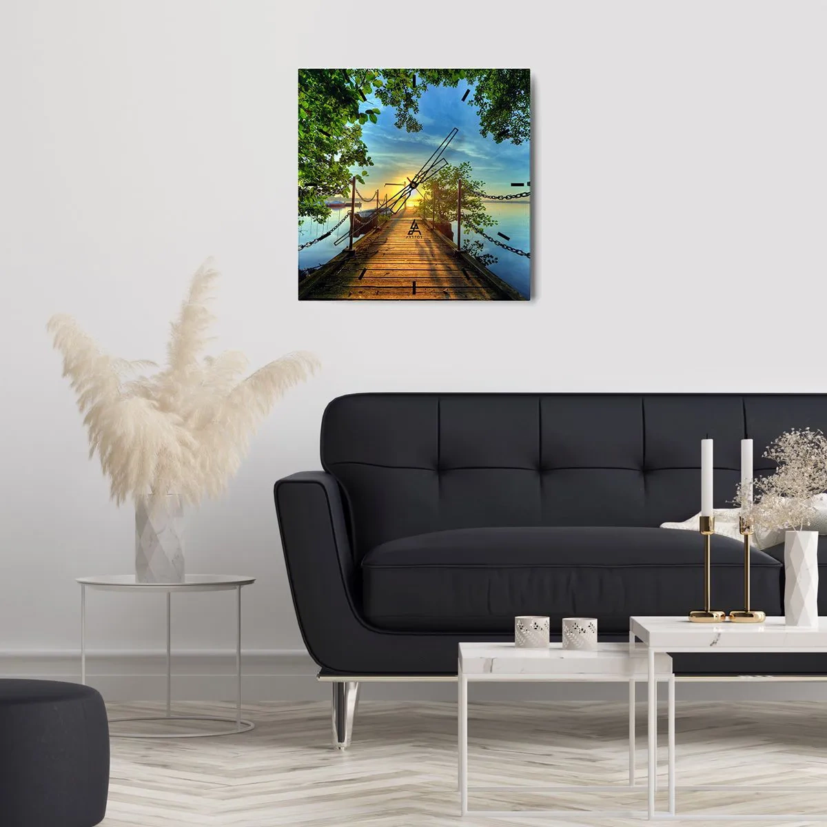 Horloge murale - Pendule murale - L'ouest au-dessus de l'eau - 40x40 cm