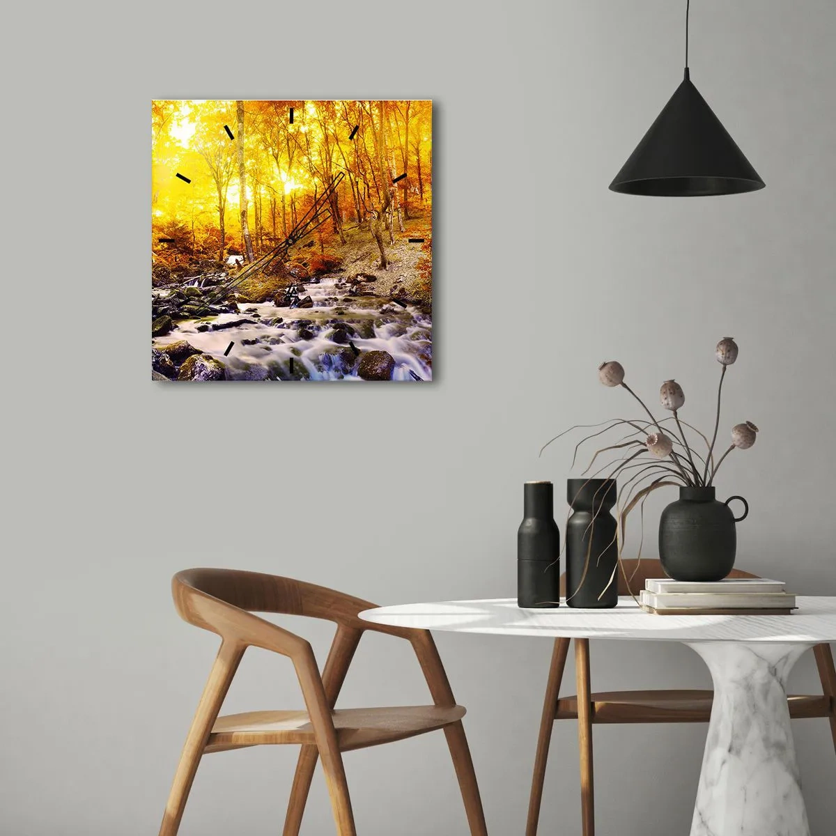 Horloge murale - Pendule murale - Pierres serties d'or et de platine - 30x30 cm