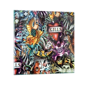 Impression sur verre - Image sur verre - Le rêve du tatoueur - 70x70 cm