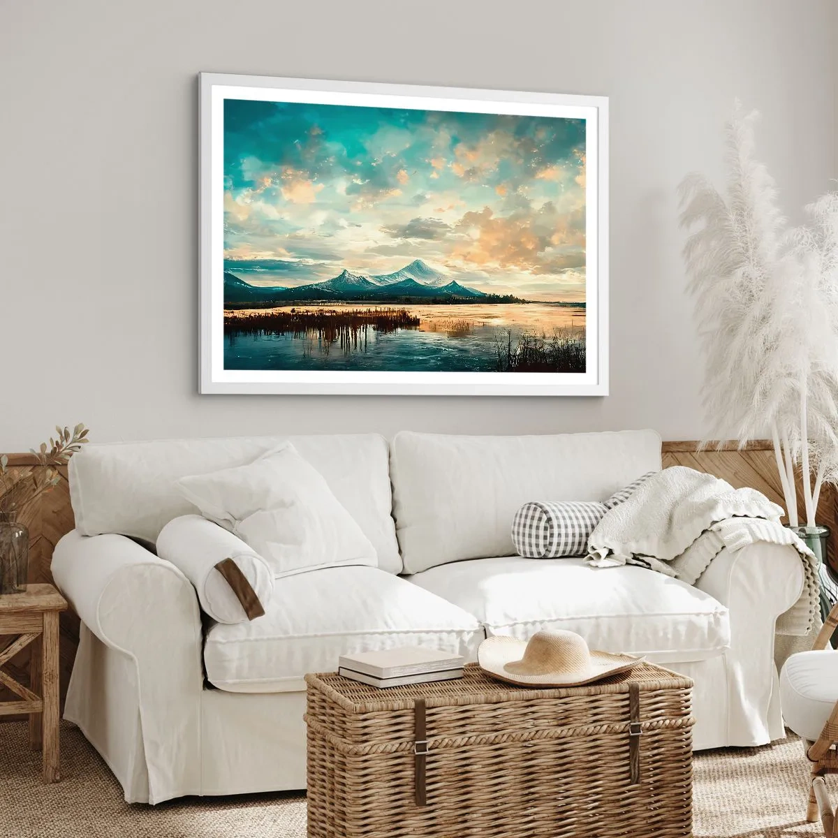 Affiche dans un cadre blanc - Poster - Sous la protection du ciel - 50x40 cm