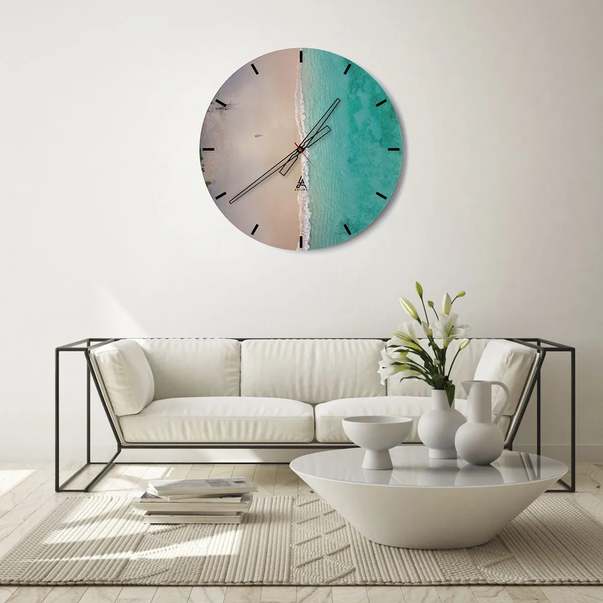 Horloge murale - Pendule murale - Plage paradisiaque - 40x40 cm