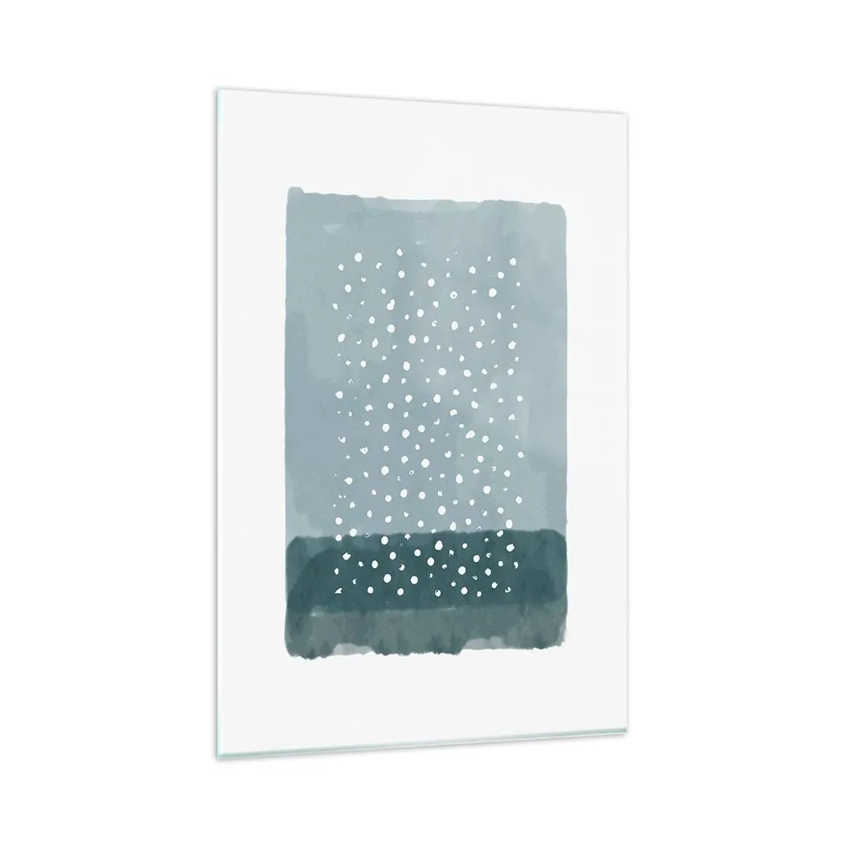 Impression sur verre - Image sur verre - Une peinture minimaliste dans des tons de bleu avec des pois - 80x120cm - Évolution de bleus - Décoration murale moderne pour le salon et la chambre ARTTOR