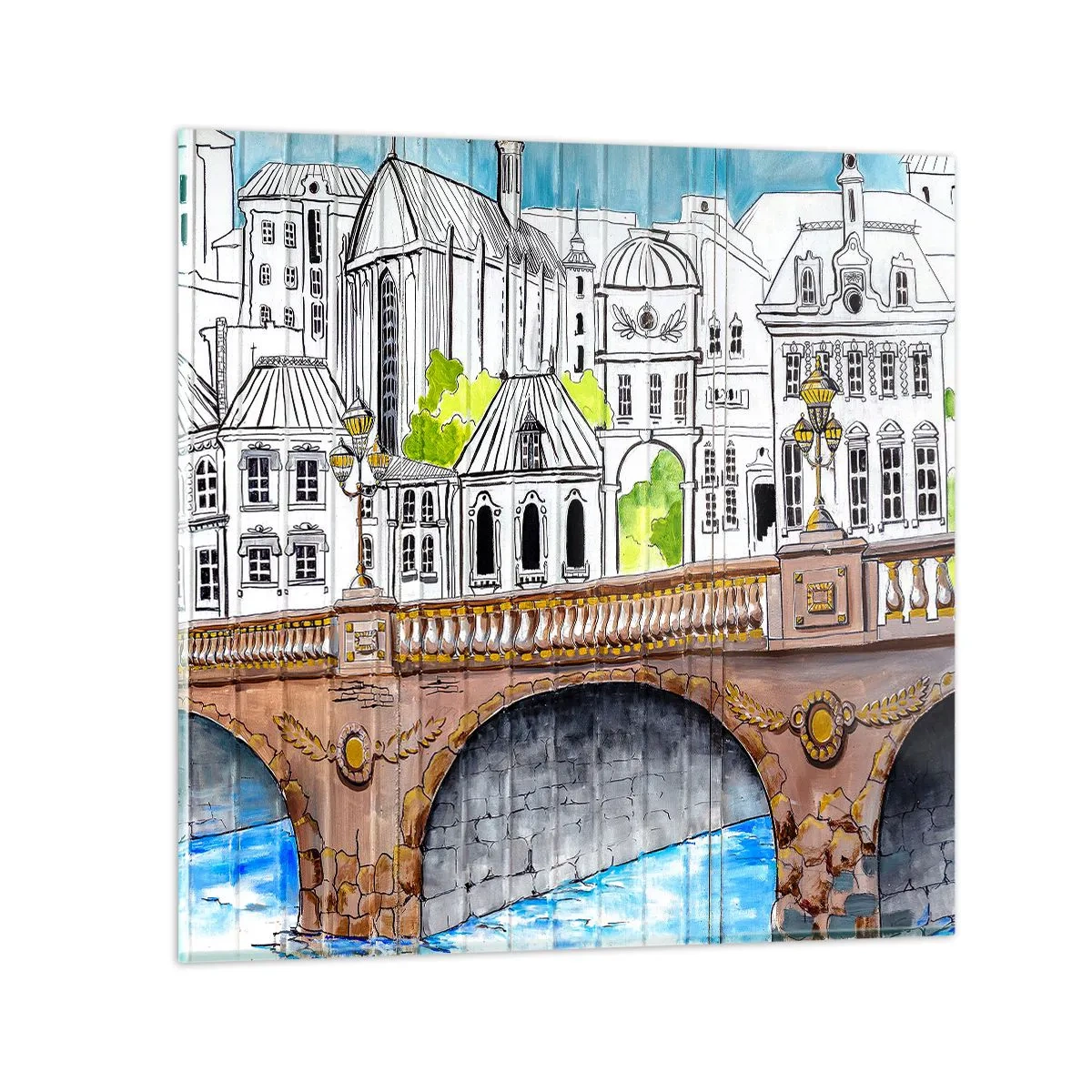 Impression sur verre - Image sur verre - Une ville comme peinte - 30x30 cm