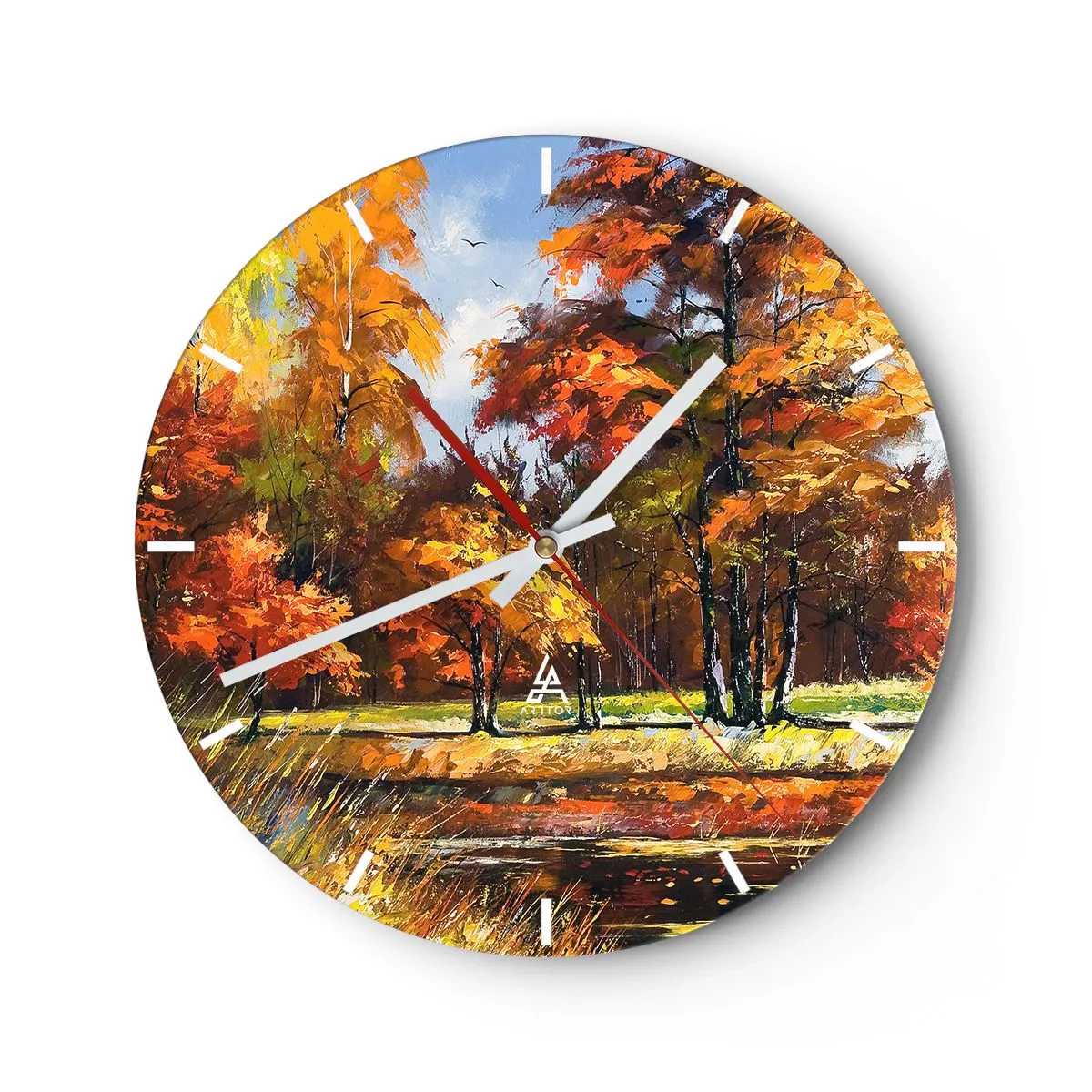 Horloge murale - Pendule murale - Paysage en or et bronze - 40x40 cm