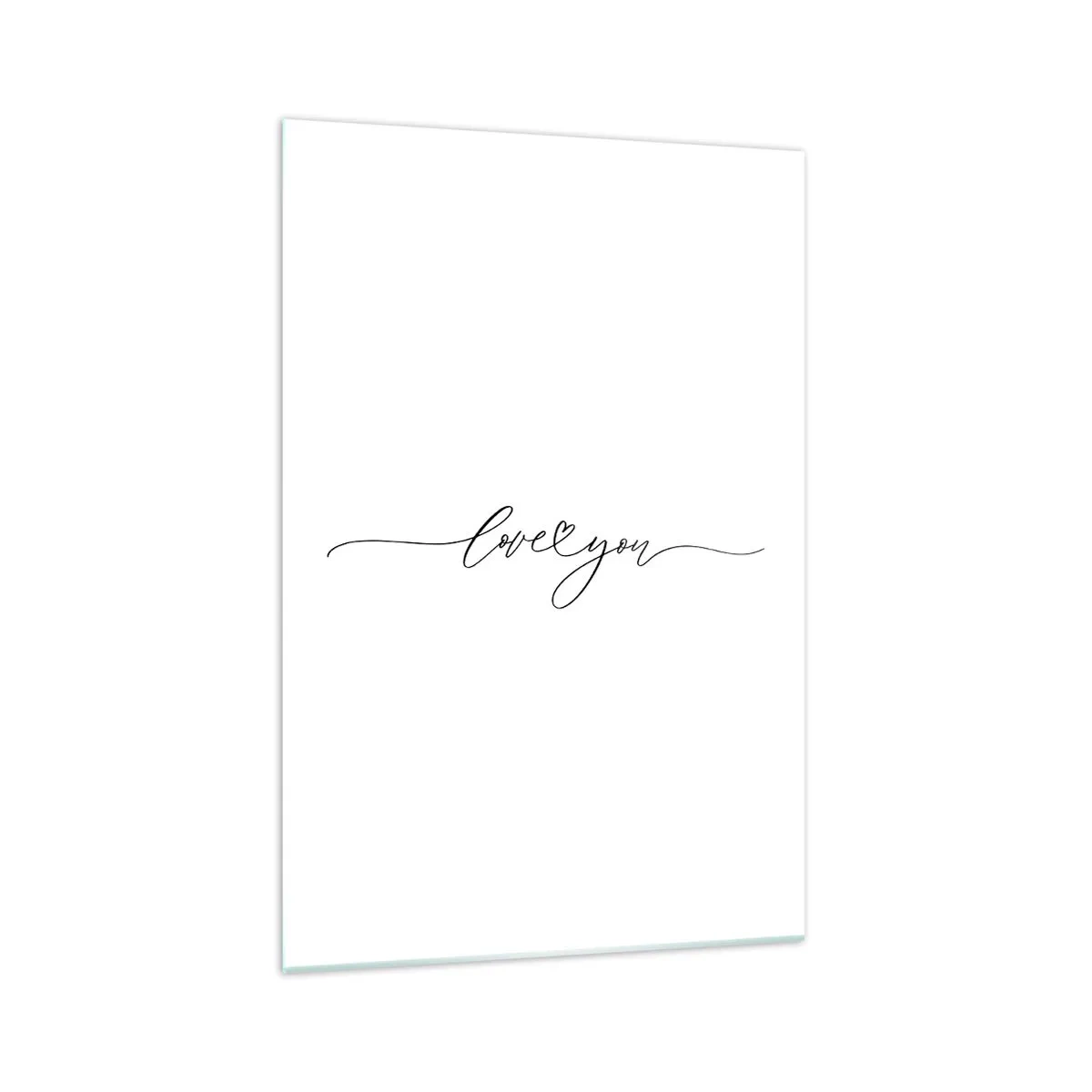 Impression sur verre - Image sur verre - L'inscription « Je t'aime » dans une police élégante - 70x100cm - Noir sur blanc - Décoration murale moderne pour le salon et la chambre ARTTOR