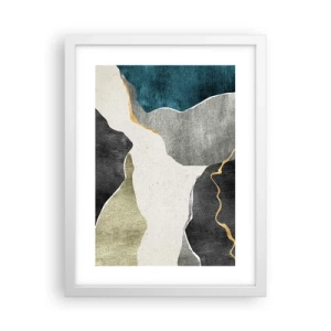 Affiche dans un cadre blanc - Poster - Composition mosaïque avec un fil d'or - 30x40 cm