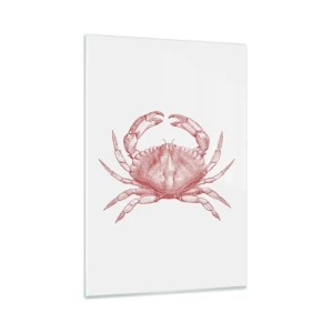 Impression sur verre - Image sur verre - Dessin d'un crabe dans une teinte rouge - 80x120cm - Le crabe des crabes - Décoration murale moderne pour le salon et la chambre ARTTOR