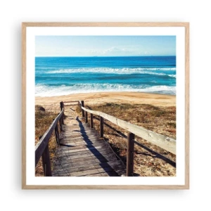 Affiche dans un chêne clair - Poster - Cours! - 60x60 cm