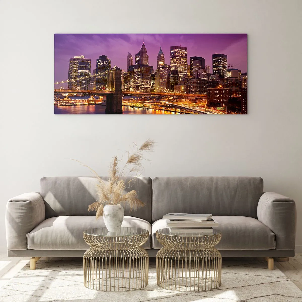 Impression sur verre - Image sur verre - Manhathann or violet - 100x40 cm