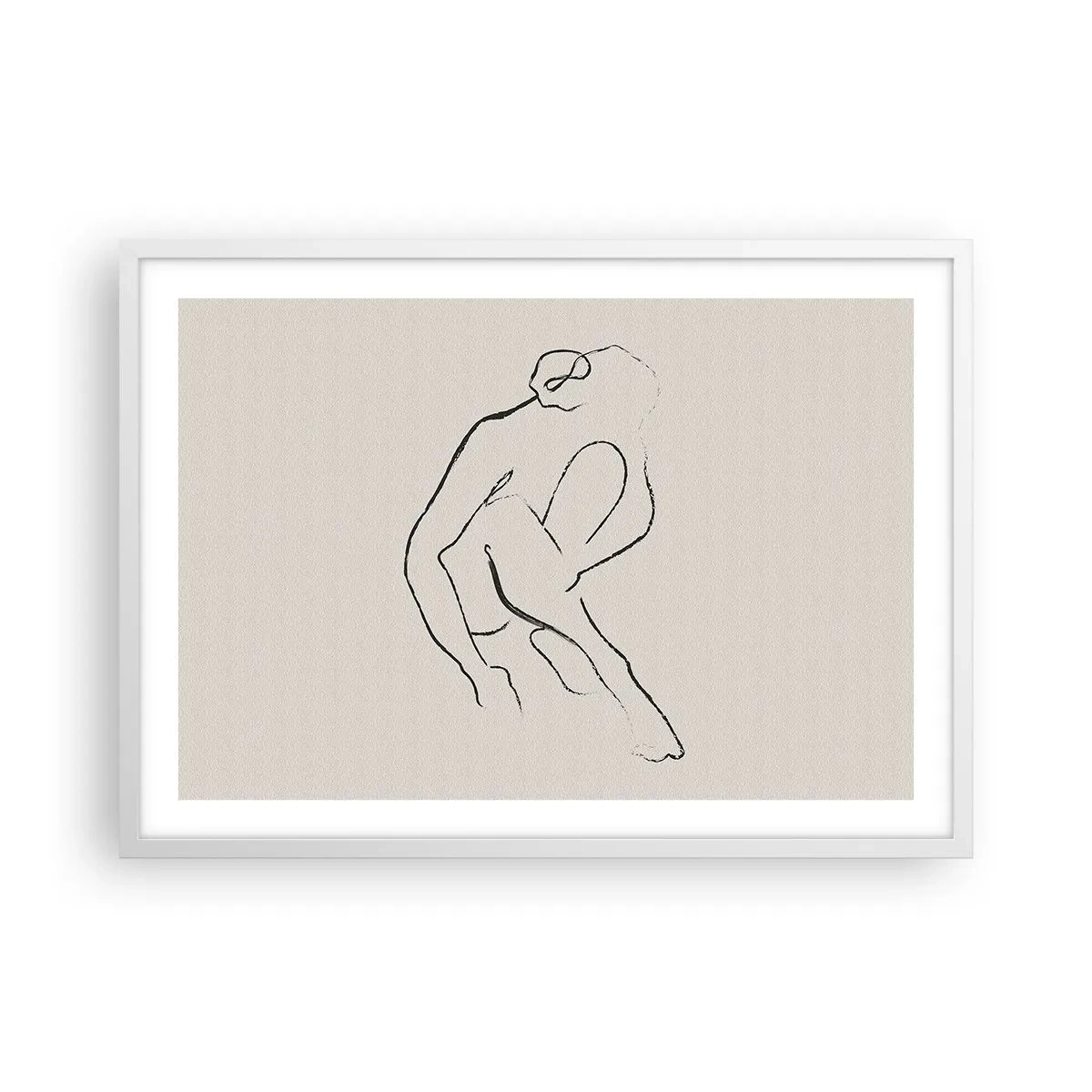 Affiche dans un cadre blanc - Poster - Croquis intime - 70x50 cm